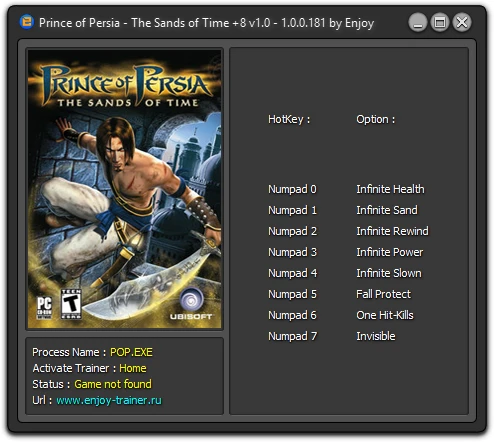 Prince of Persia - The Sands of Time: Трейнер/Trainer (+8) [1.0 -1.0.0.181] {Enjoy}