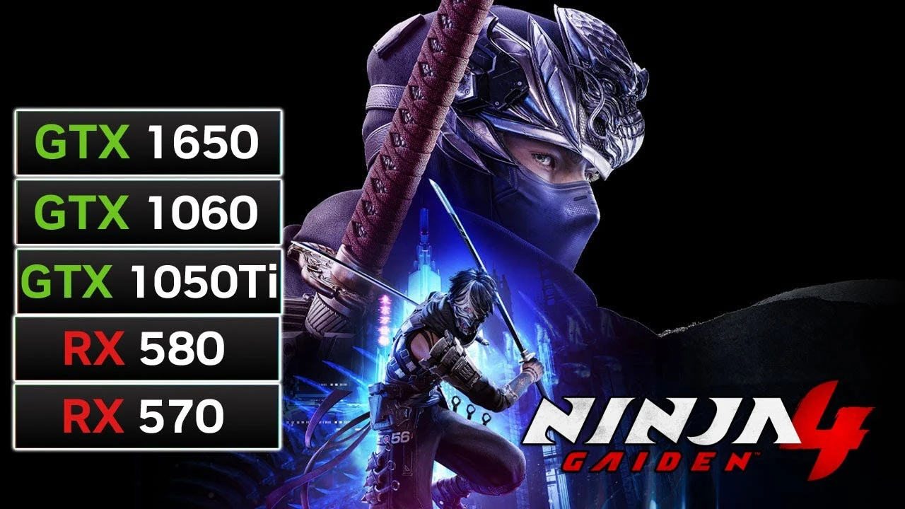 Ninja Gaiden 4 на слабых видеокартах - GTX 1650, GTX 1060, GTX 1050 Ti, RX 580, RX 570