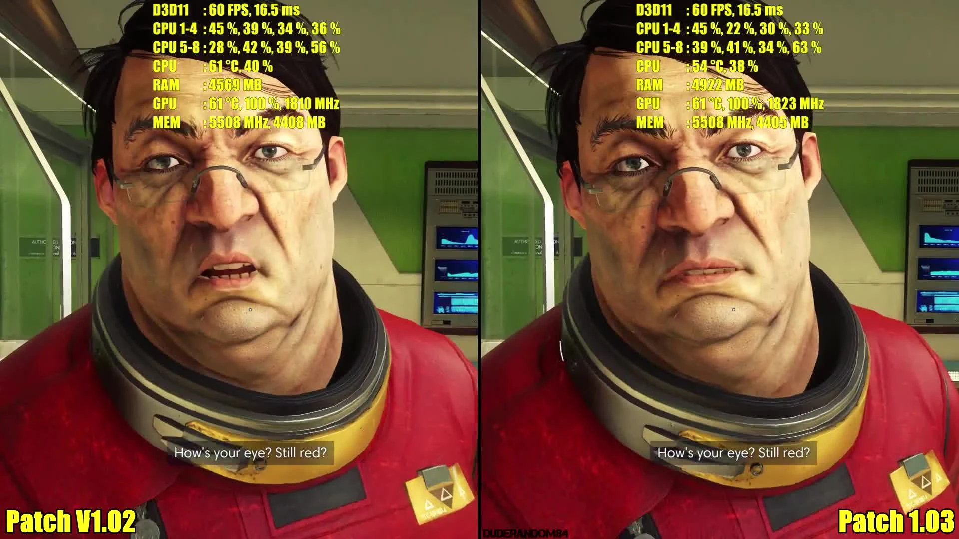 Prey Update Patch V1.02 Vs V1.03 GTX 1080 TI - Частота кадров