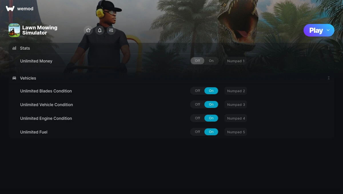 Lawn Mowing Simulator "Трейнер +5 от WeMod: Деньги, прочность, бензин"