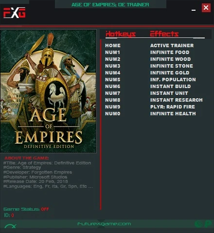 Age of Empires - Definitive Edition: Трейнер/Trainer (+10) [Build 5101] {FutureX}