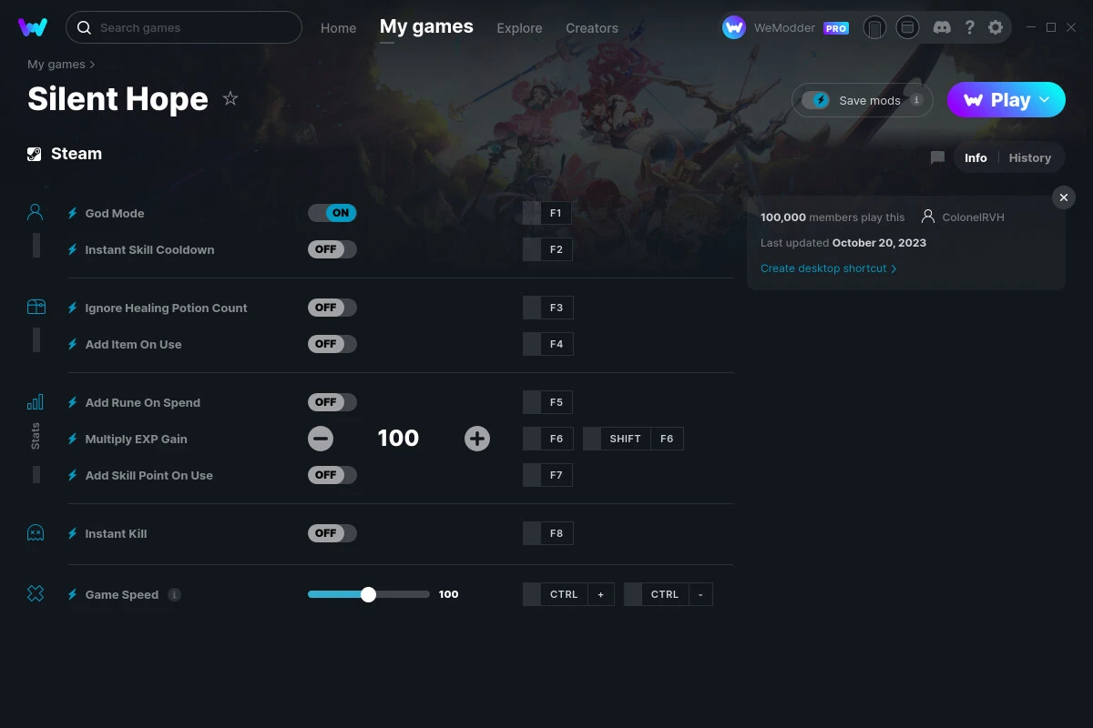 Silent Hope "Трейнер +9" [UPD: 20.10.2023] {ColonelRVH / WeMod}