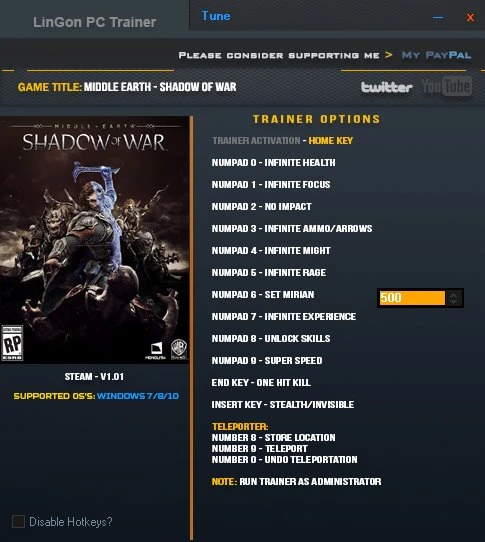 Middle-earth: Shadow of War: Трейнер/Trainer (+14) [1.01] {LinGon}