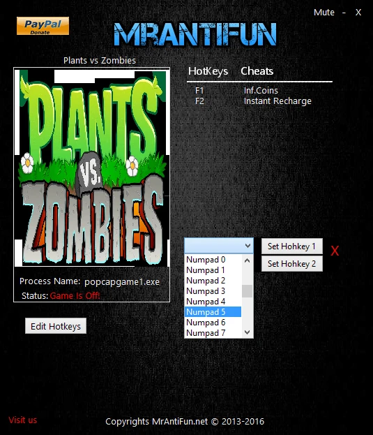 Plants vs. Zombies: Трейнер/Trainer (+2) [1.2.0.1095: Steam] {MrAntiFun}