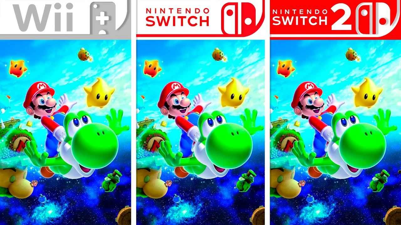 Super Mario Galaxy 2 - сравнение графики Wii, Switch и Switch 2