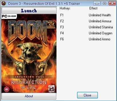 Doom 3 - Resurrection Of Evil: Трейнер (+5) [1.3.1] {HonestGamer}