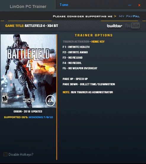 Battlefield 4: Трейнер/Trainer (+7) [Update: Jan 2018] {LinGon}