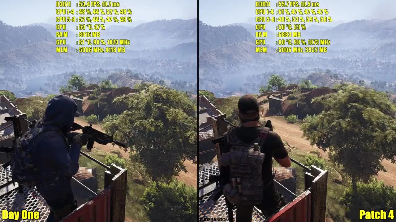 Ghost Recon Wildlands Update Патч 4 Vs 1 дня Сравнение частоты кадров