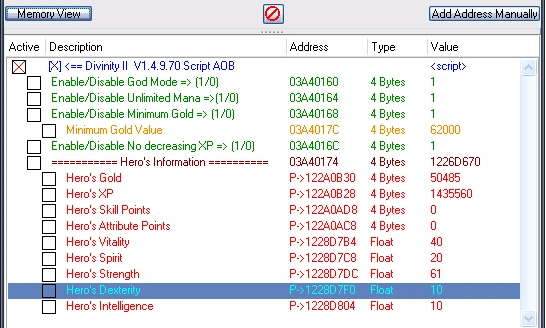 Divinity 2: Developer's Cut: Таблица для Cheat Engine (+14)