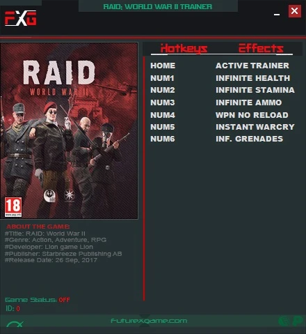 RAID: World War II: Трейнер/Trainer (+6) [Update 1] {FutureX}