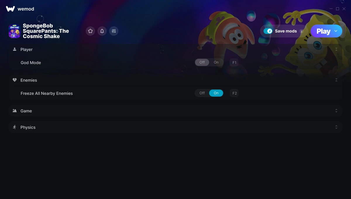 SpongeBob SquarePants: The Cosmic Shake "Трейнер +13 от WeMod: Здоровье, скорость, прыжок и пр"