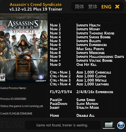 Assassin's Creed: Syndicate: Трейнер/Trainer (+19) [1.12 - 1.21] {FLiNG}