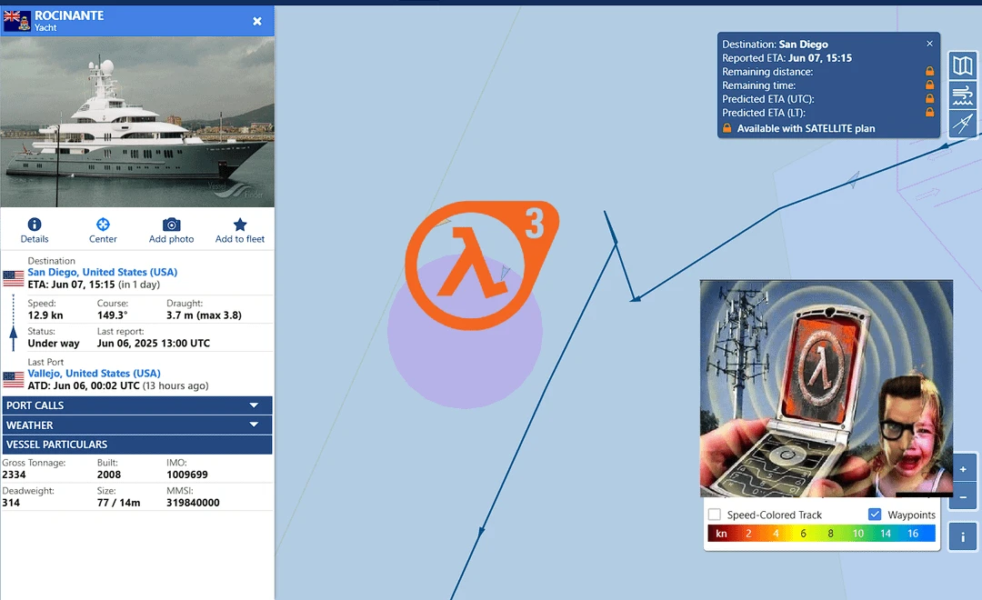 Half-Life 3 сводит с ума: в маршруте яхты Гейба Ньюэлла увидели логотип игры