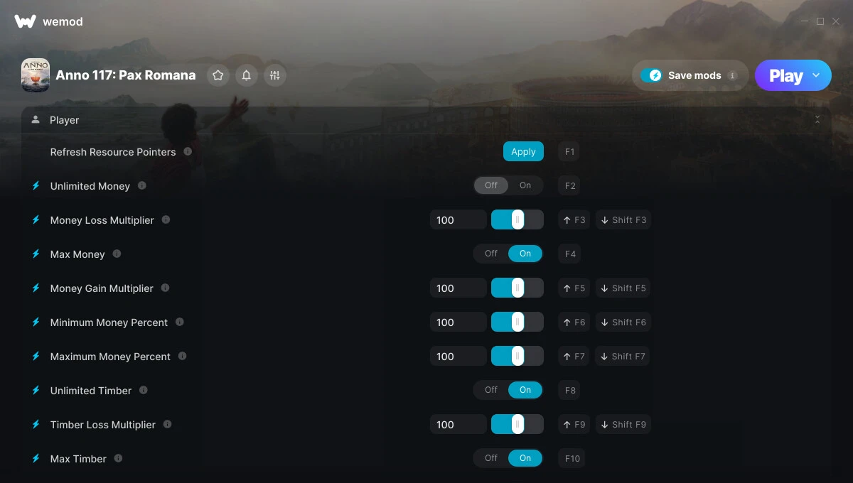 Anno 117: Pax Romana "Трейнер +28 от WeMod: Редактор денег, ресурсов и плиток"