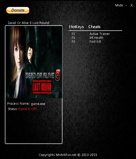Dead or Alive 5: Last Round: Трейнер/Trainer (+2) [1.0] {MrAntiFun}
