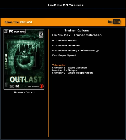 Outlast: Трейнер/Trainer (+6) [Update 11: 32 & 64 Bit] {LinGon}