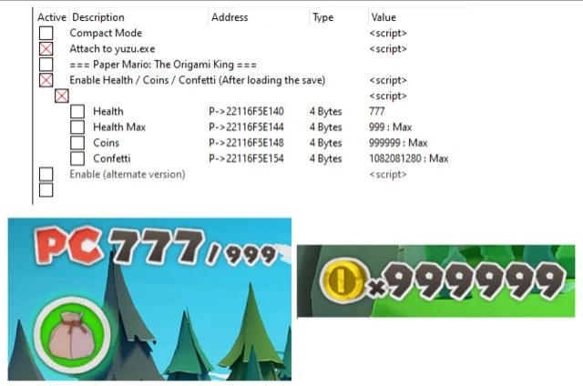 Paper Mario: The Origami King: Таблица для Cheat Engine [UPD: 31.07.2020] {Karlos_007}