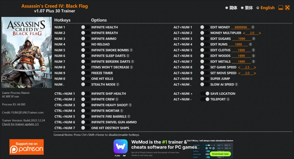 Assassin's Creed 4: Black Flag "Трейнер +30" [1.07] {FLiNG}