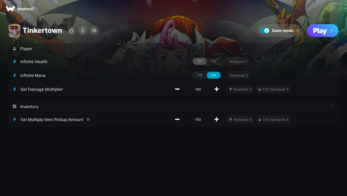 Tinkertown "Трейнер +4" [UPD: 13.01.2025] {GreenHouse / WeMod}