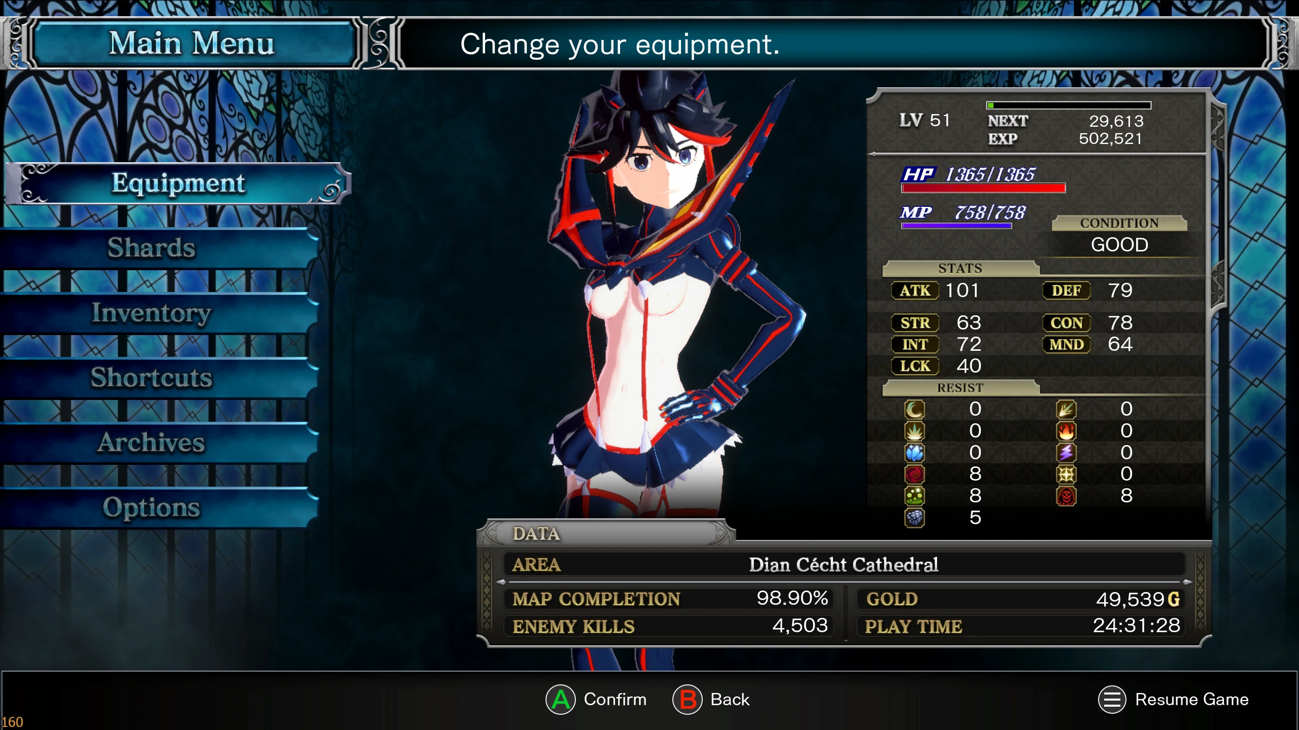 Bloodstained: Ritual of the Night "Рюко Матой из Kill la Kill"