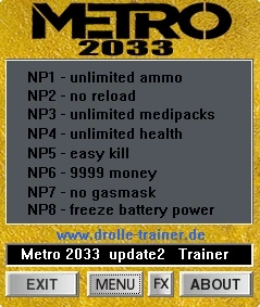 Metro 2033: Трейнер/Trainer (+8) [1.2: Fixed Version] {dR.oLLe}