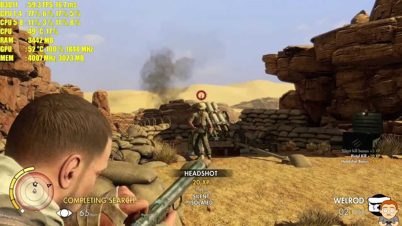 Sniper Elite 3 PC 4K Ультра GTX 1060 Частота кадров тест производительности