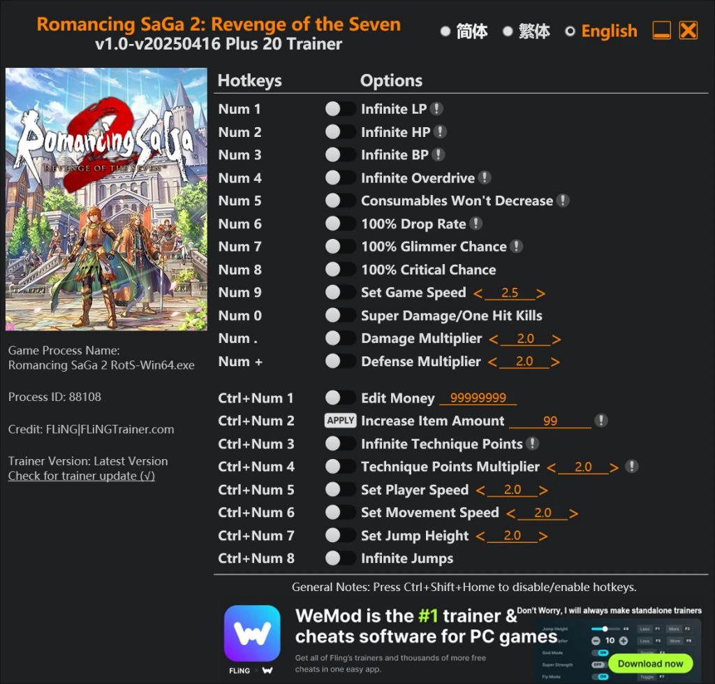 Romancing SaGa 2: Revenge of the Seven "Трейнер +20" [1.0 - UPD: 16.04.2025] {FLiNG}