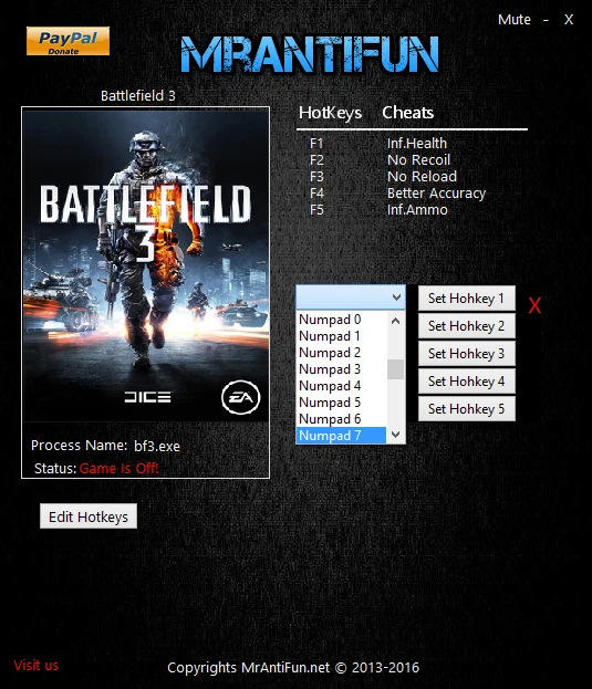 Battlefield 3: Трейнер/Trainer (+5) [2.13.2016] {MrAntiFun}