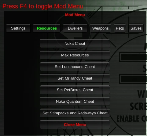 Fallout Shelter "Чит-Меню" [1.0] {Toemmsen96}