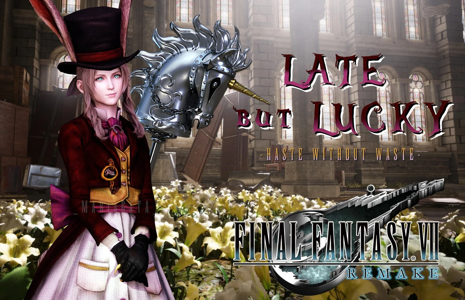 Final Fantasy 7 Remake "Аэрис в костюме Белого Кролика из Alice: Madness Returns"