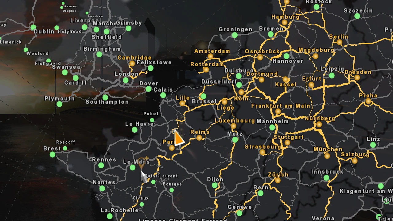 Euro Truck Simulator 2 "Новый маркер игрока на карте и GPS" [1.45]