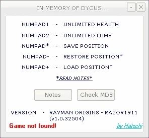 Rayman Origins: Трейнер/Trainer (+3) [1.0] {HoG/Hatschi}