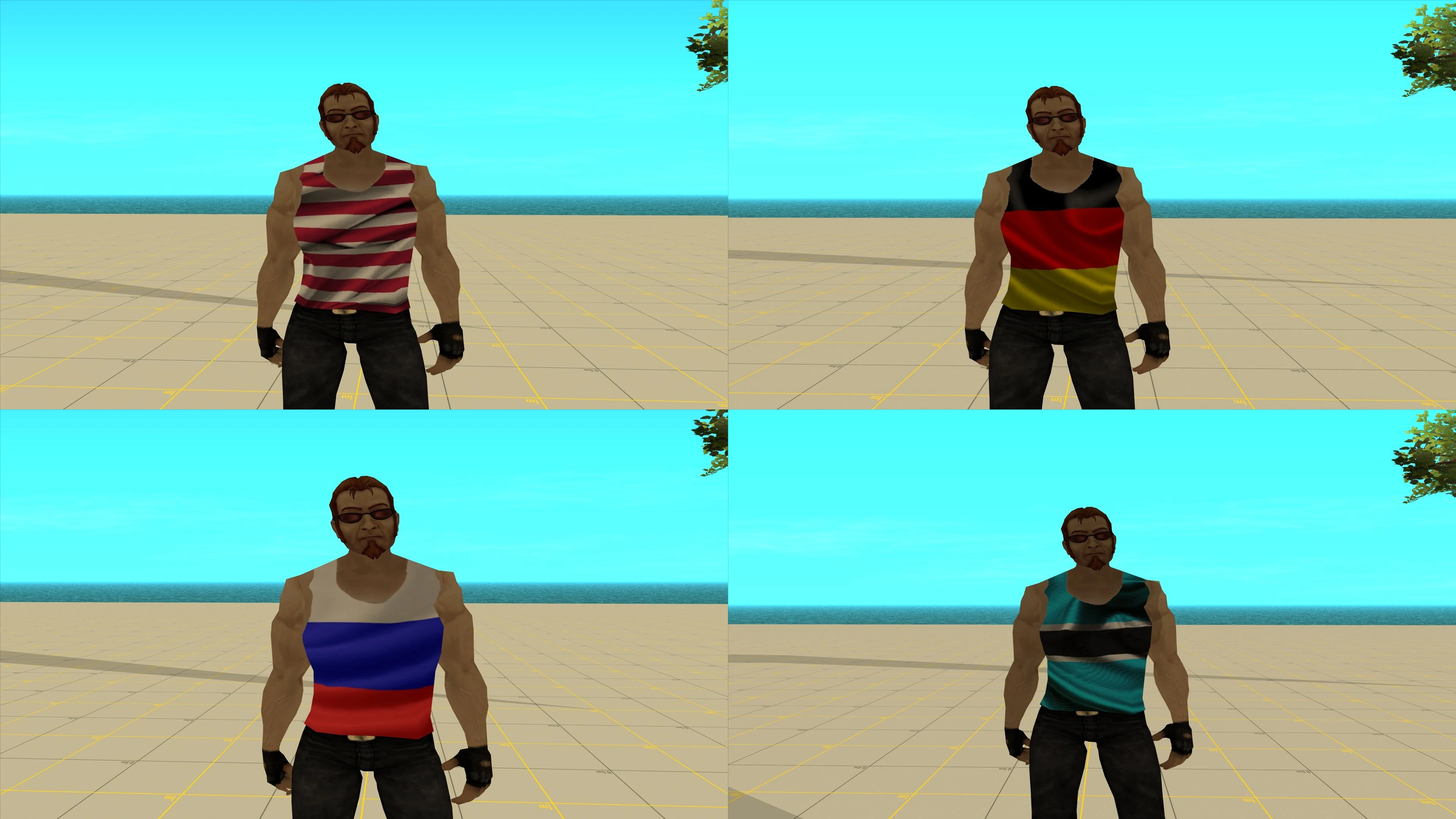 Grand Theft Auto: San Andreas "Сборник скинов Чувака из Постала в майке с флагом"