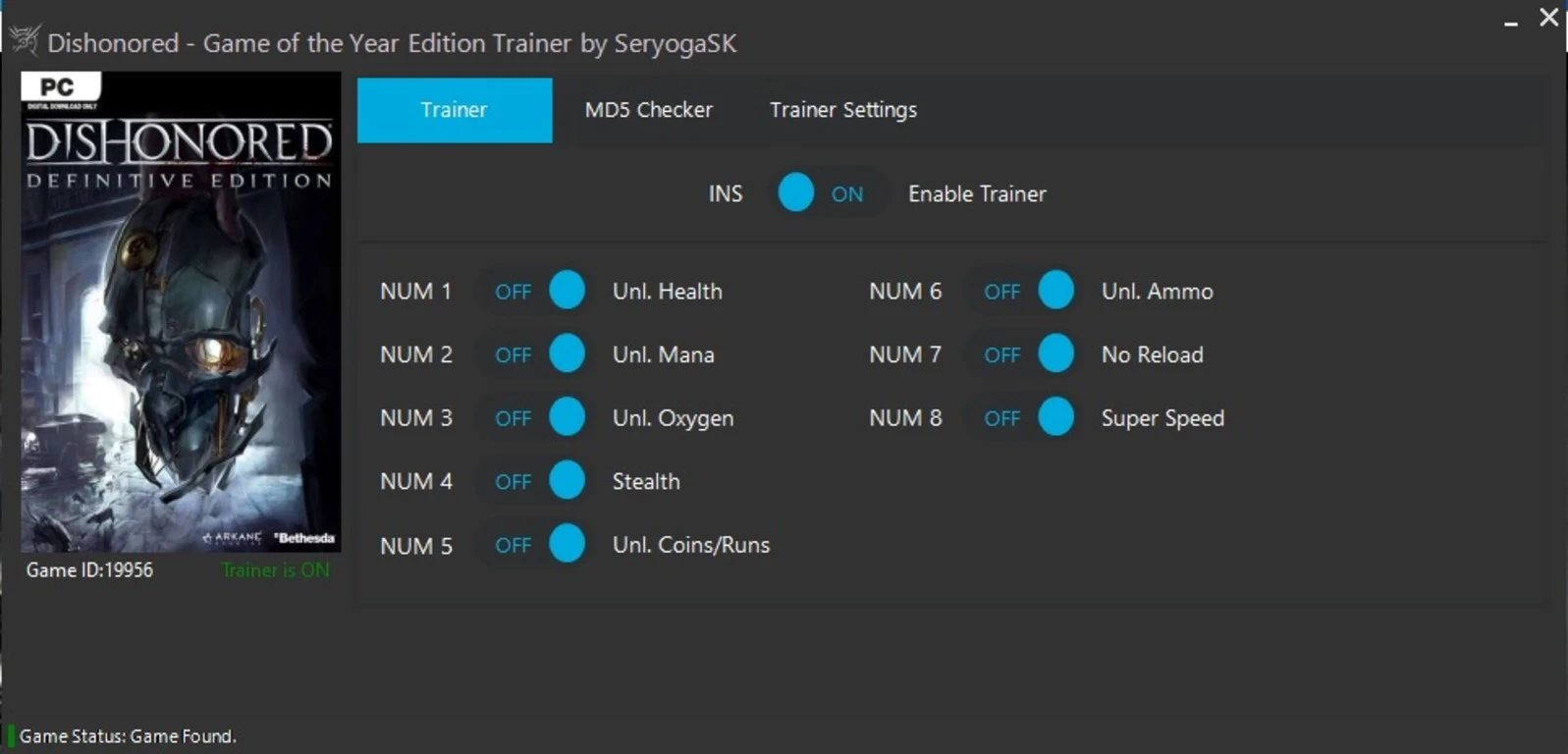 Dishonored - Game of the Year Edition "Трейнер +8" [UPD: 26.06.2022] {SeryogaSK}