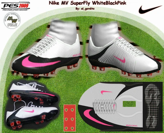 PES 2009 "Nike MV SuperFly White-Black-Pink by el_gordito"