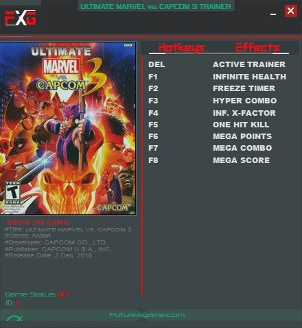 Ultimate Marvel vs. Capcom 3: Трейнер/Trainer (+8) [1.0] {FutureX}