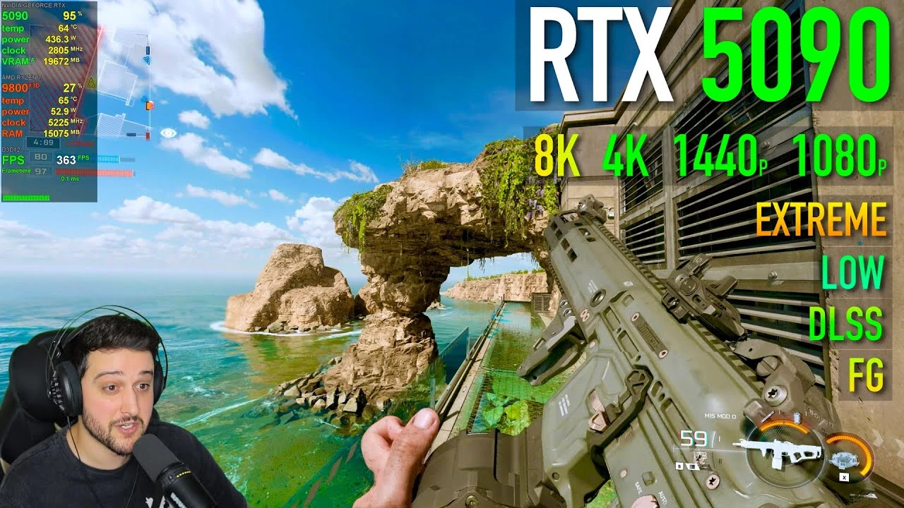 Топовую видеокарту GeForce RTX 5090 протестировали в Call of Duty: Black Ops 7 в 1080p, 2K, 4K и 8K