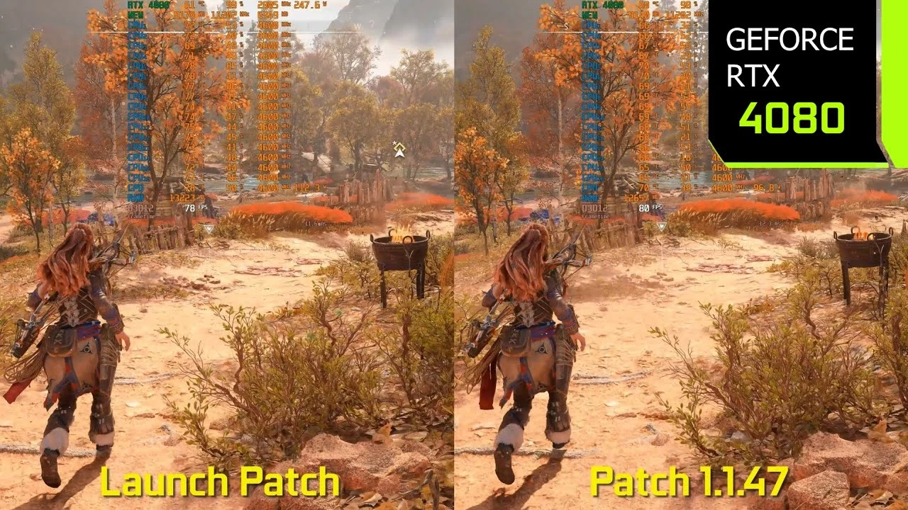 Сравнение производительности Horizon Forbidden West с последним патчем демонстрирует улучшение оптимизации