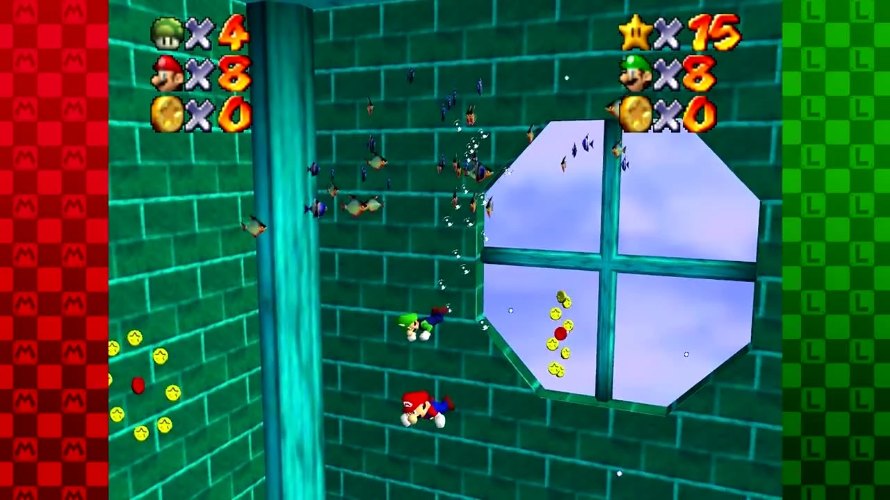 Super Mario 64 "Мультиплеер. Часть 4: Swimming on Planet Namek! (2 Игрока)