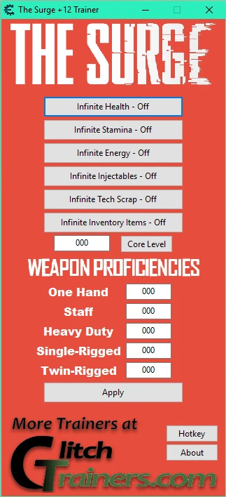 The Surge: Трейнер/Trainer (+12) [1.0] {Kompyuterlab}