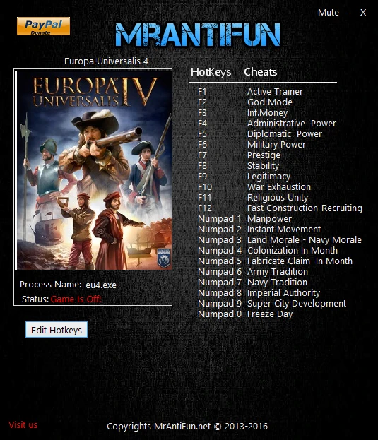 Europa Universalis 4: Трейнер/Trainer (+25) [1.27.0.0] {MrAntiFun}