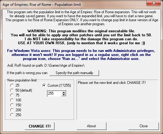 AoE "Population Limit Adjuster (ROR)"