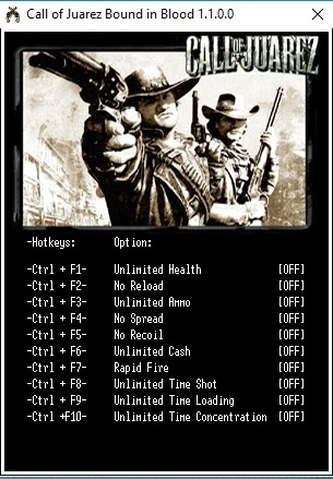 Call of Juarez Bound in Blood: Трейнер/Trainer (+10) [v. 1.1.0.0] {LIRW / GHL}