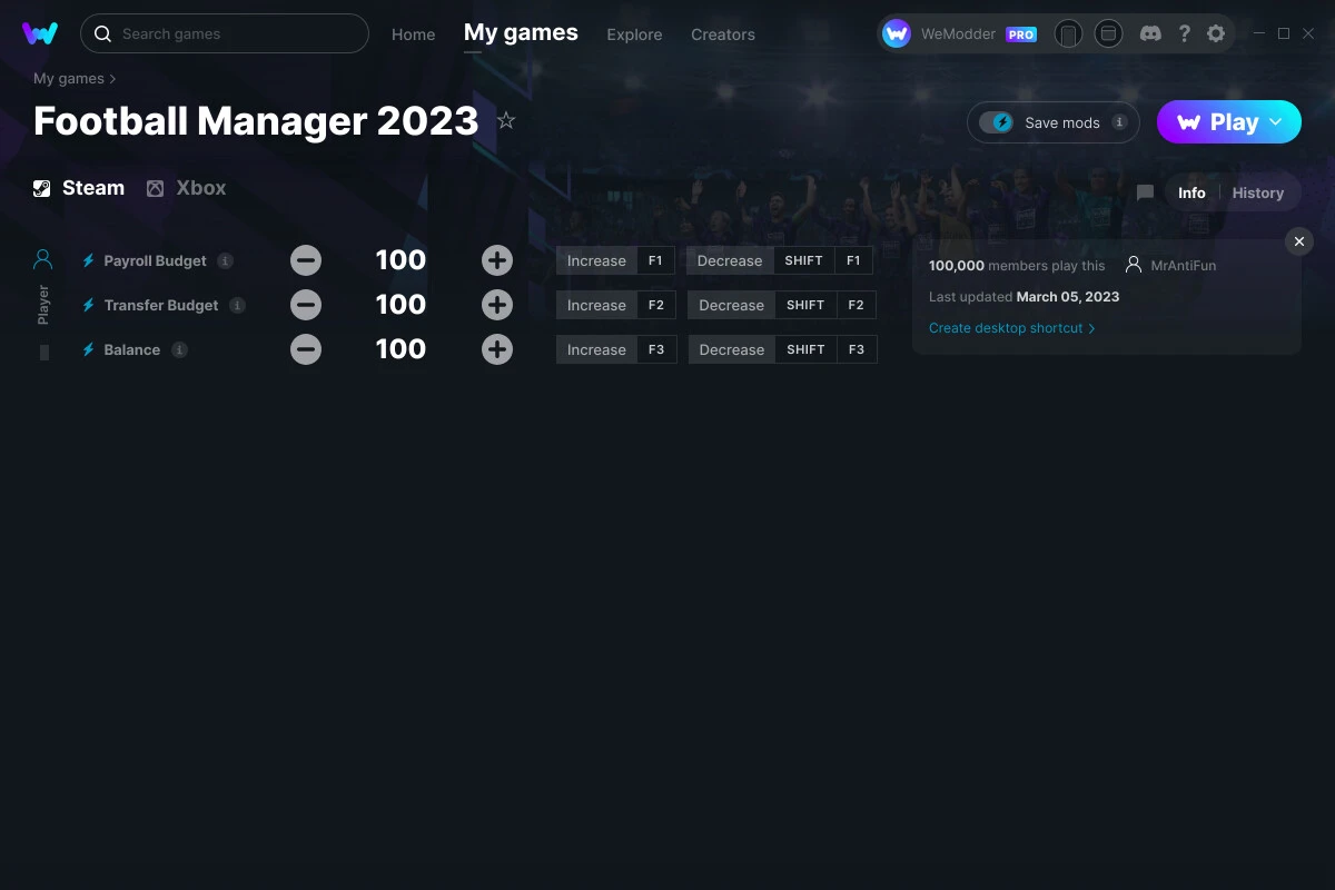Football Manager 2023 "Трейнер +3" [UPD: 05.03.2023] {MrAntiFun / WeMod}