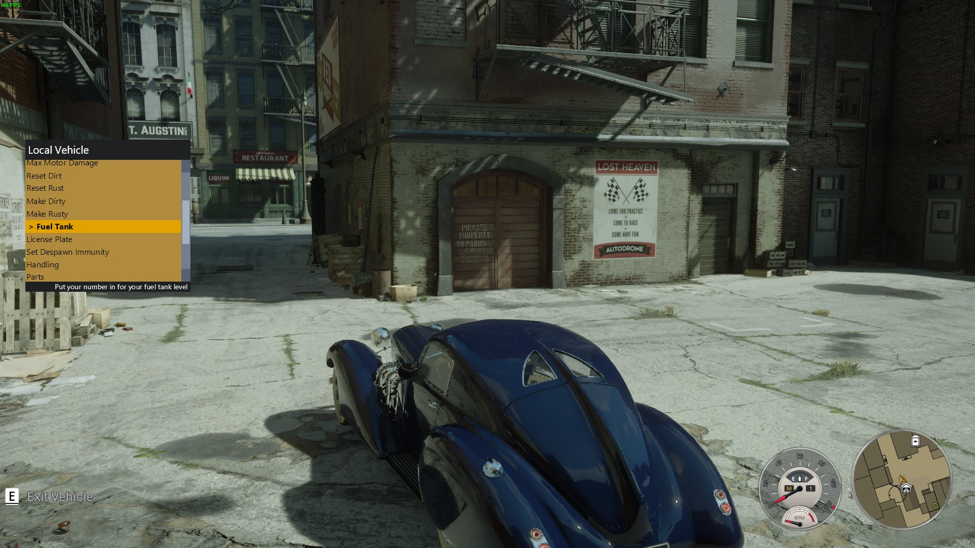 Mafia: Definitive Edition "Регулеровка топлива через меню"