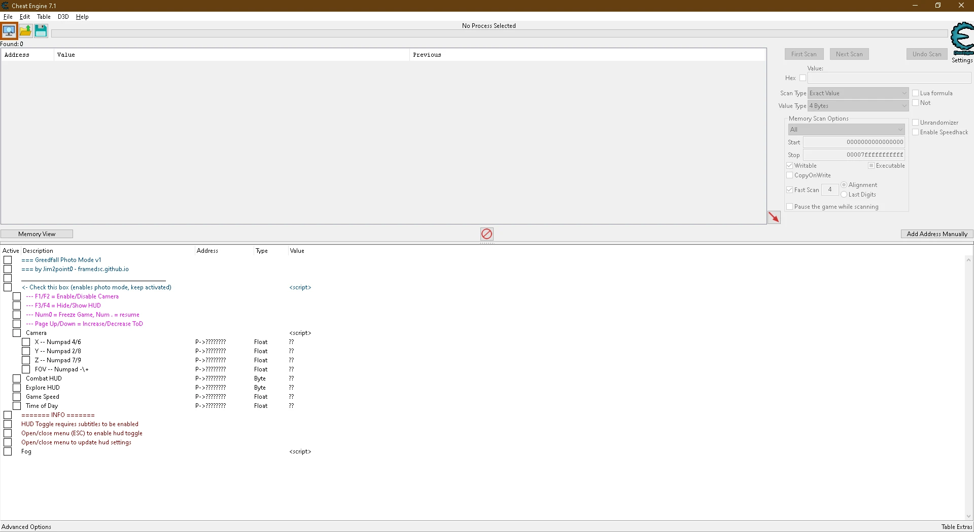 GreedFall "Свободная камера"