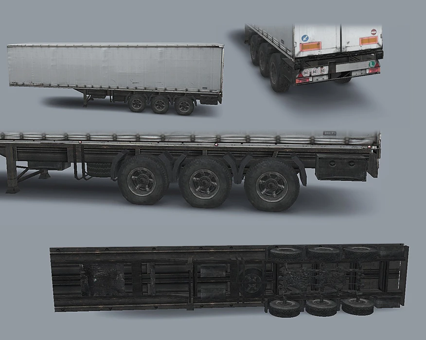 Spintires "Ретекстуринг рамы полуприцепа-фургона (Textures for default trailer)"