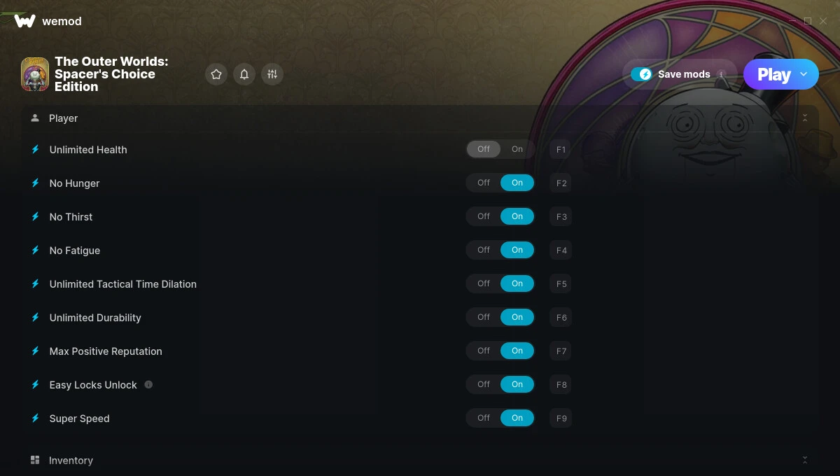 The Outer Worlds: Spacer's Choice Edition "Трейнер +23 от WeMod: Здоровье, город, жажда, усталость и пр"