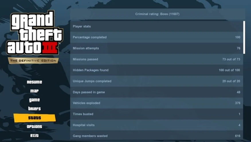 Grand Theft Auto: The Trilogy (GTA 3 - The Definitive Edition): Сохранение/SaveGame (Игра пройдена на 100%)