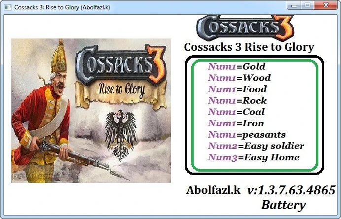 Cossacks 3: Трейнер/Trainer (+3) [1.3.7.63.4865] {Abolfazl.k}